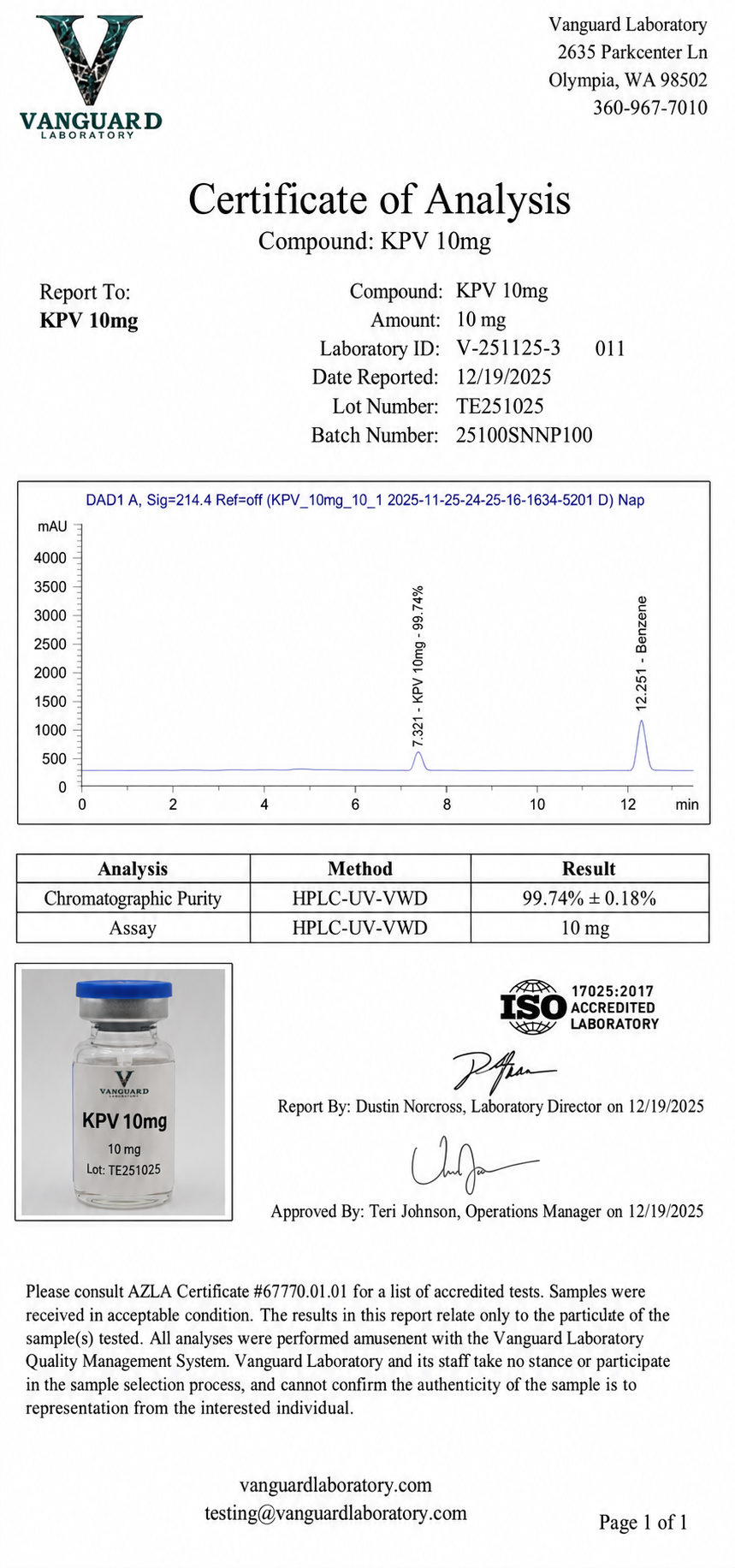 KPV 10mg lab certificate
