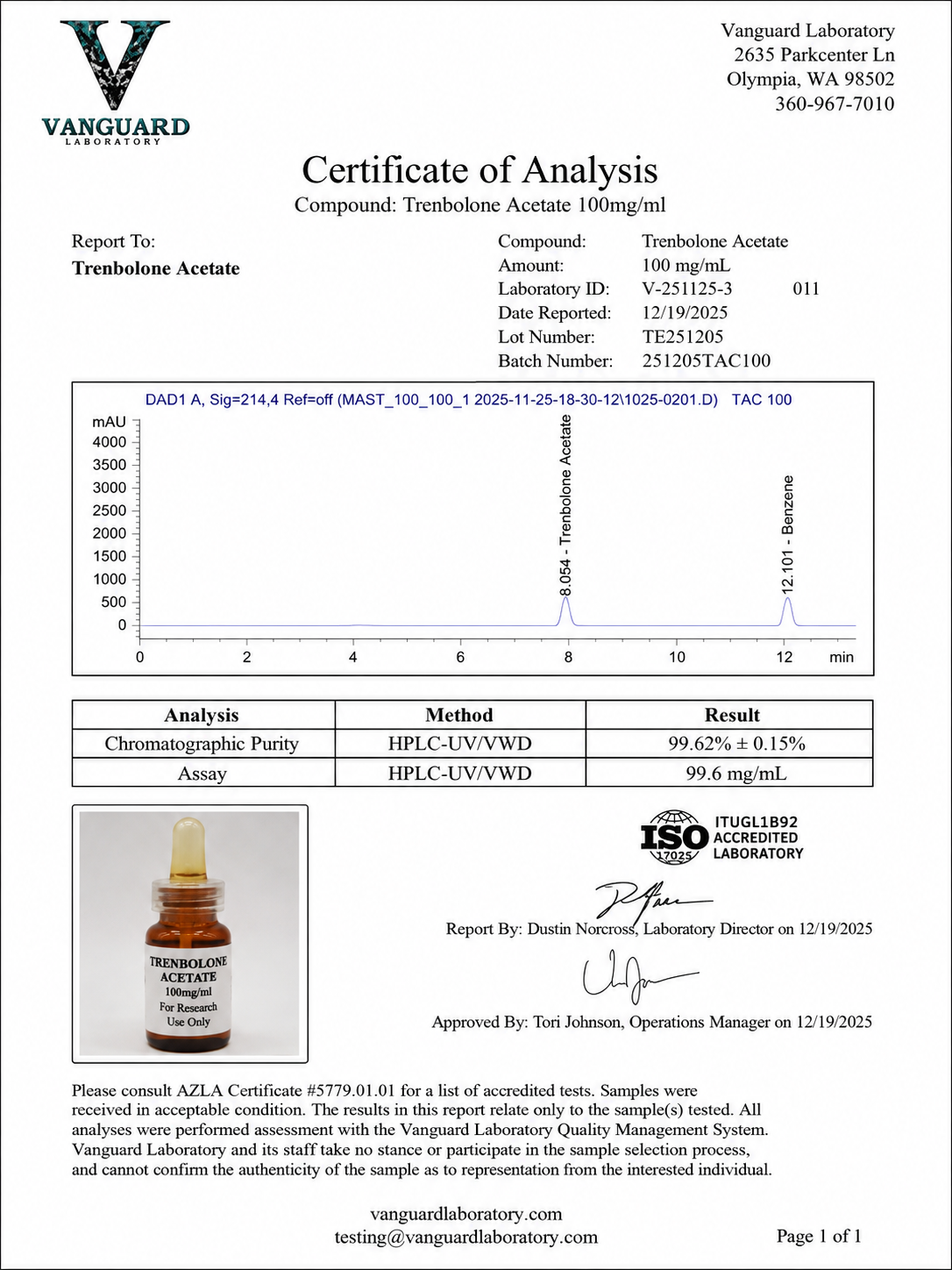 Trenbolone Acetate 100mg lab certificate