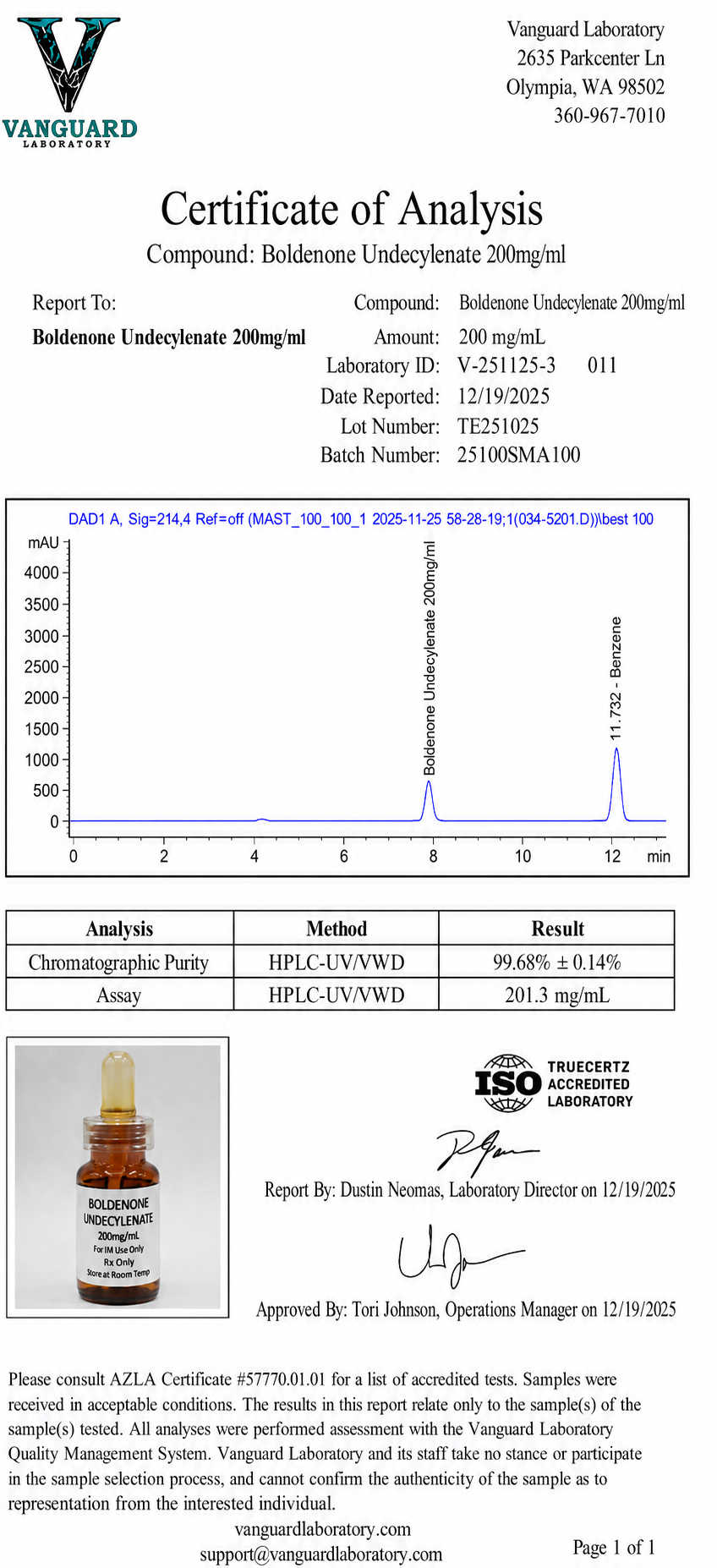 Boldenone Undecylenate 200mg lab certificate