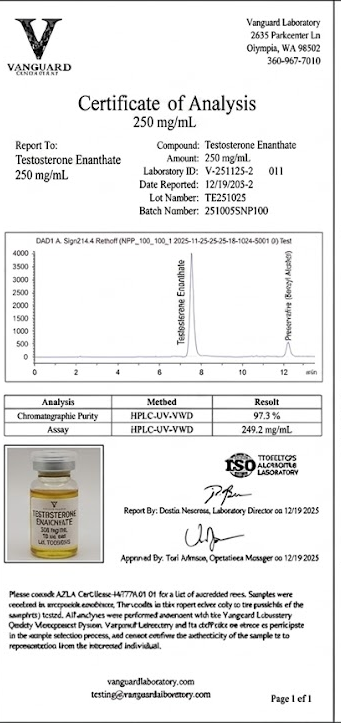 Testosterone Enanthate 250mg lab certificate