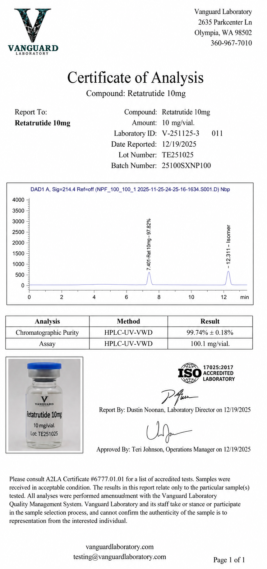 Retatrutide 10mg lab certificate