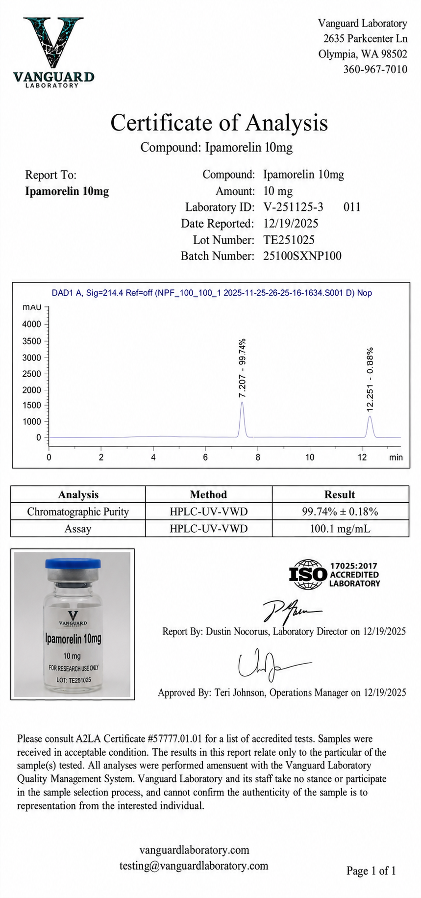 Ipamorelin 10mg lab certificate