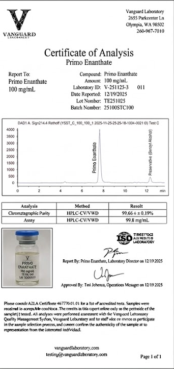 Primo Enanthate 100mg lab certificate